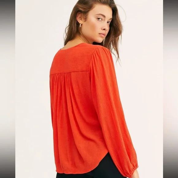 NWT Free People Wrap Front Top, Bright Red, Size Medium - Picture 3 of 9